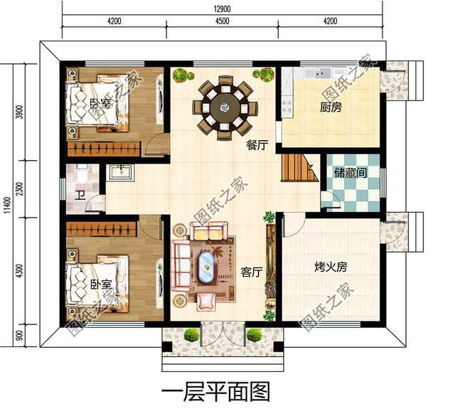 帶閣樓的一層別墅設計圖，用它養老溫馨又舒適