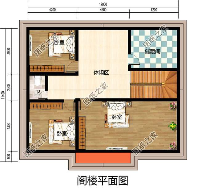 帶閣樓的一層別墅設計圖，用它養老溫馨又舒適