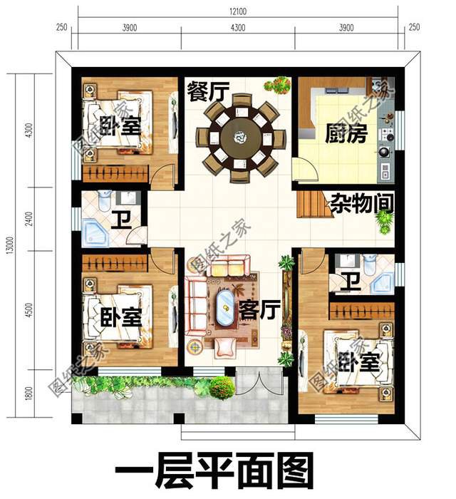 帶閣樓的一層別墅設計圖，用它養老溫馨又舒適