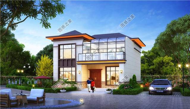 帶陽(yáng)光房的二層別墅設(shè)計(jì)圖，讓我們領(lǐng)略四季春華秋實(shí)