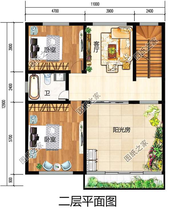 帶陽(yáng)光房的二層別墅設(shè)計(jì)圖，讓我們領(lǐng)略四季春華秋實(shí)