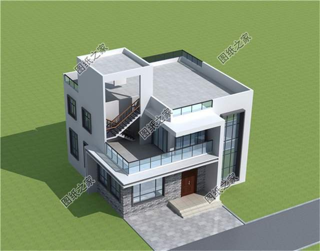 現代化時尚簡約二層別墅設計圖紙，潮流時尚