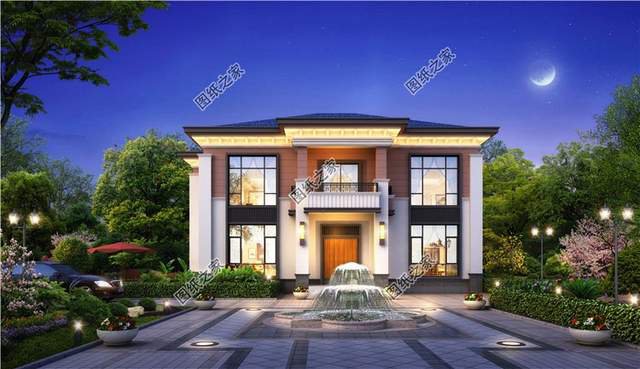 現代化時尚簡約二層別墅設計圖紙，潮流時尚