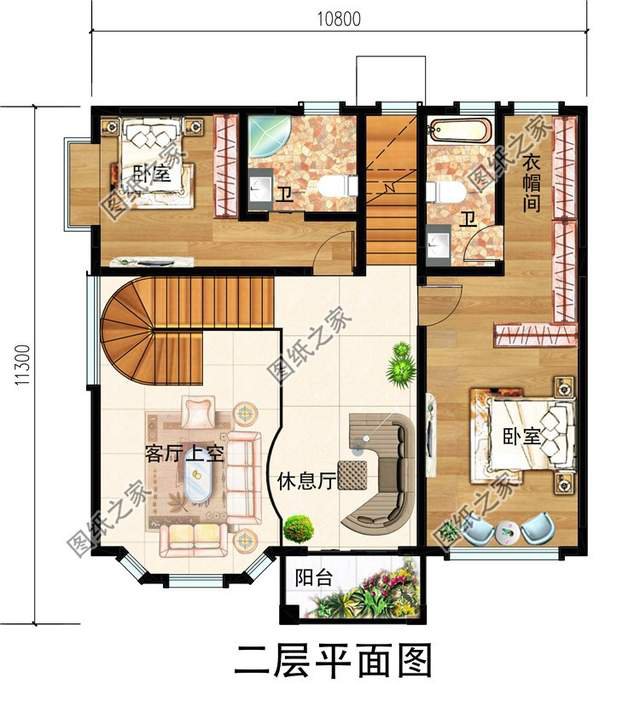 農村二層半自建房設計圖，在大而不俗的露臺上看日出日落