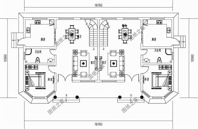 二層雙拼別墅設(shè)計(jì)圖，雙拼別墅不分離，兄弟姐妹感情深