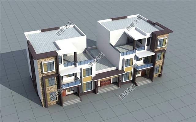 平屋頂雙拼農(nóng)村別墅，兄弟建房其利斷金，老人也會(huì)樂(lè)見(jiàn)其成