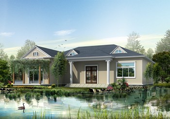 帶閣樓的七字形一層半別墅自建房設計圖