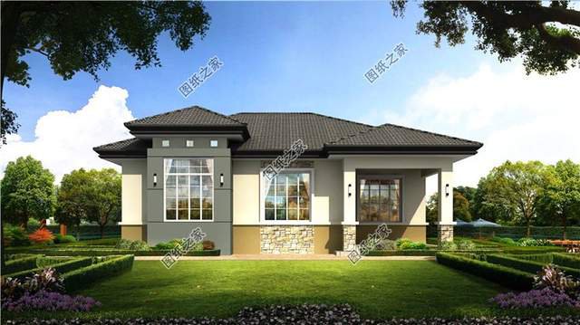 開間12米×10米一層別墅設計圖紙，讓人一見傾心的田園別墅