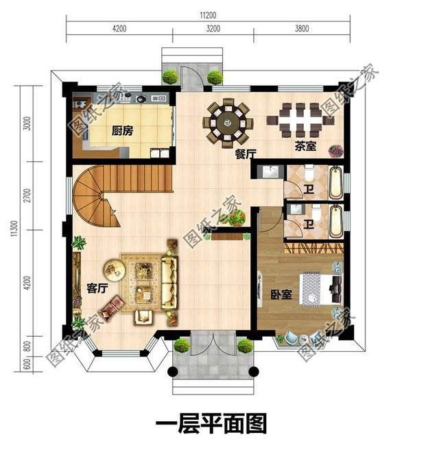 帶羅馬柱的三層別墅，文化深遠，大氣外觀