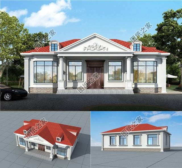 農村一層坡屋頂自建房，造型獨特又精致，一種清新自然之感