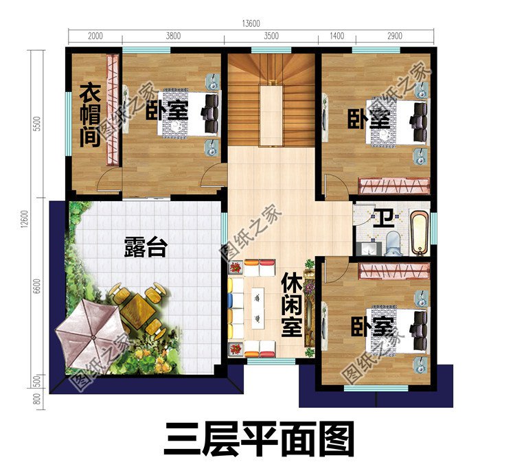 三間三層樓房設計圖紙