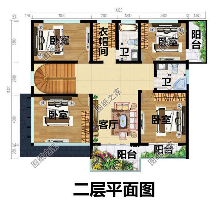 別致漂亮二層別墅設計圖紙