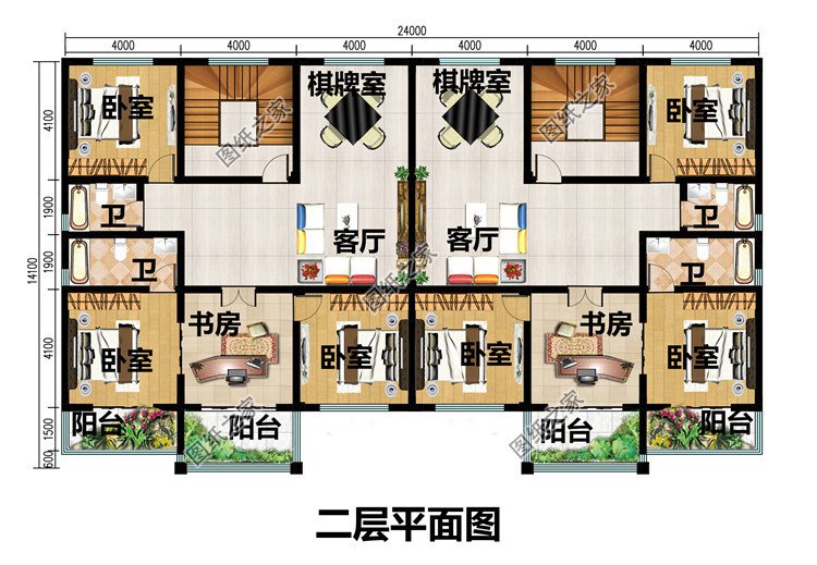 農(nóng)村建房兄弟雙拼兩層住宅設計圖