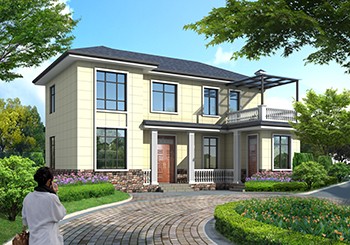 小七字形二層小樓房設計圖，廚房獨立