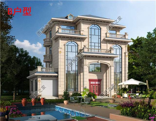 四層帶車庫別墅設計圖，出入方便還大氣