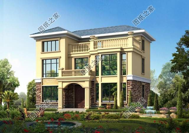 文化石裝飾的三層別墅，健康環保還耐磨，美觀實用還大氣