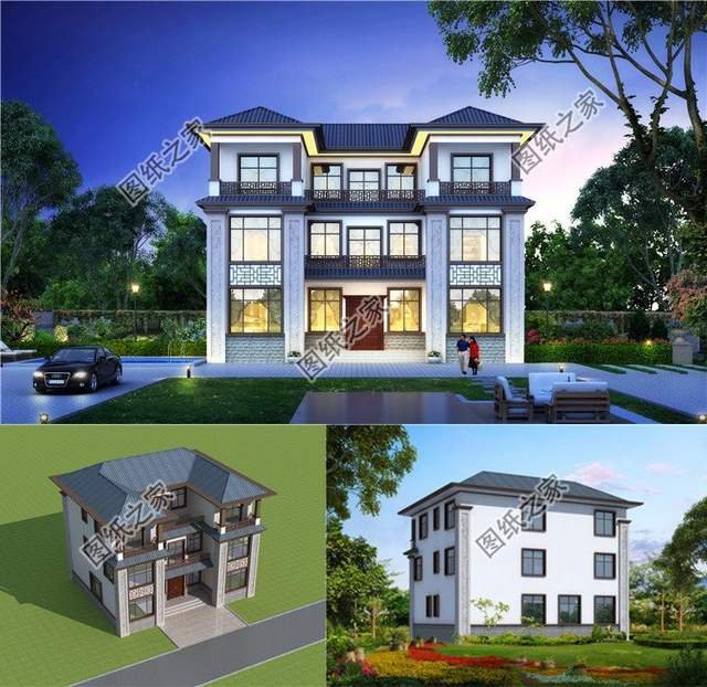 左右對稱的美，三層別墅的大氣舒適實用