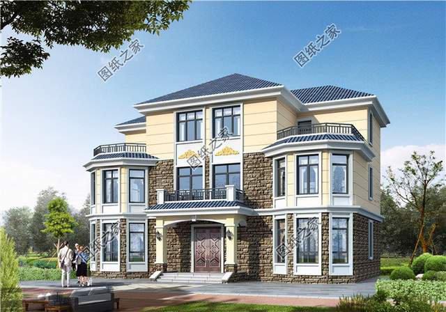 帶仿石瓷磚的雙拼，美觀安全，環保親民