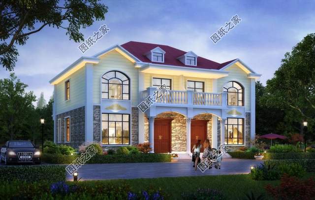 帶仿石瓷磚的雙拼，美觀安全，環保親民