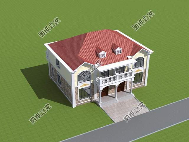 帶仿石瓷磚的雙拼，美觀安全，環保親民