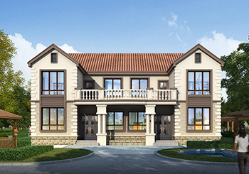 鄉下二層兄弟倆建雙拼別墅設計圖，外觀漂亮，單戶100平米