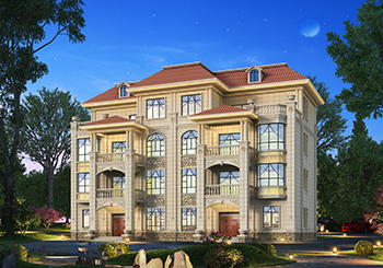 四層歐式雙拼大別墅設計圖，外觀效果圖氣派顯高端