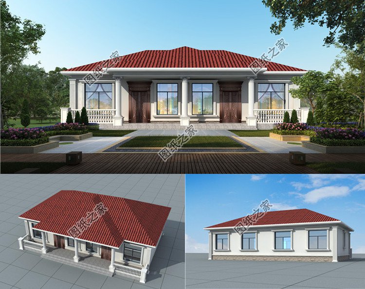 農村兄弟合建一層雙拼房效果圖