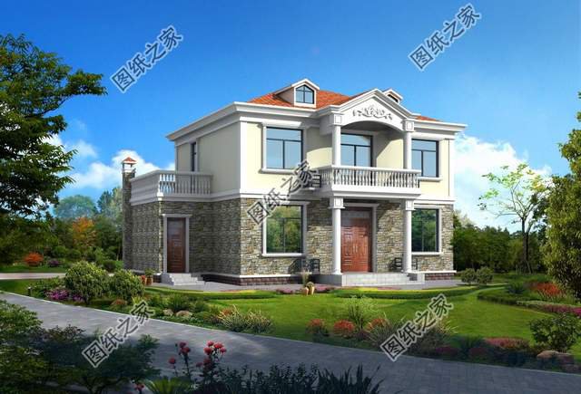 帶有羅馬柱的農村自建二層別墅，安裝后的效果杠杠的，超氣派