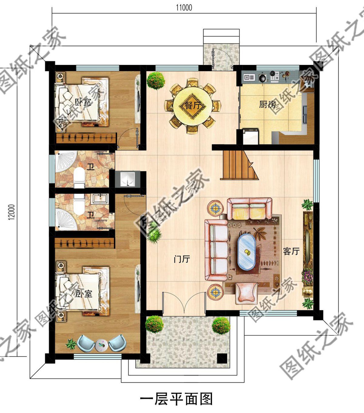 帶浮雕的農村自建三層別墅，金色浮雕是歷久不衰的美