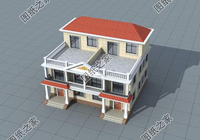 農村一層帶庭院三合院自建房，粉墻黛瓦，實用又美觀