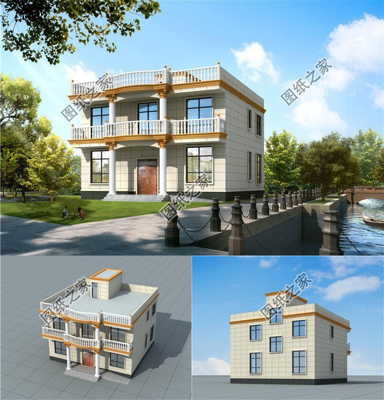 二層平屋頂農(nóng)村別墅，施工簡單，建筑造價實(shí)惠