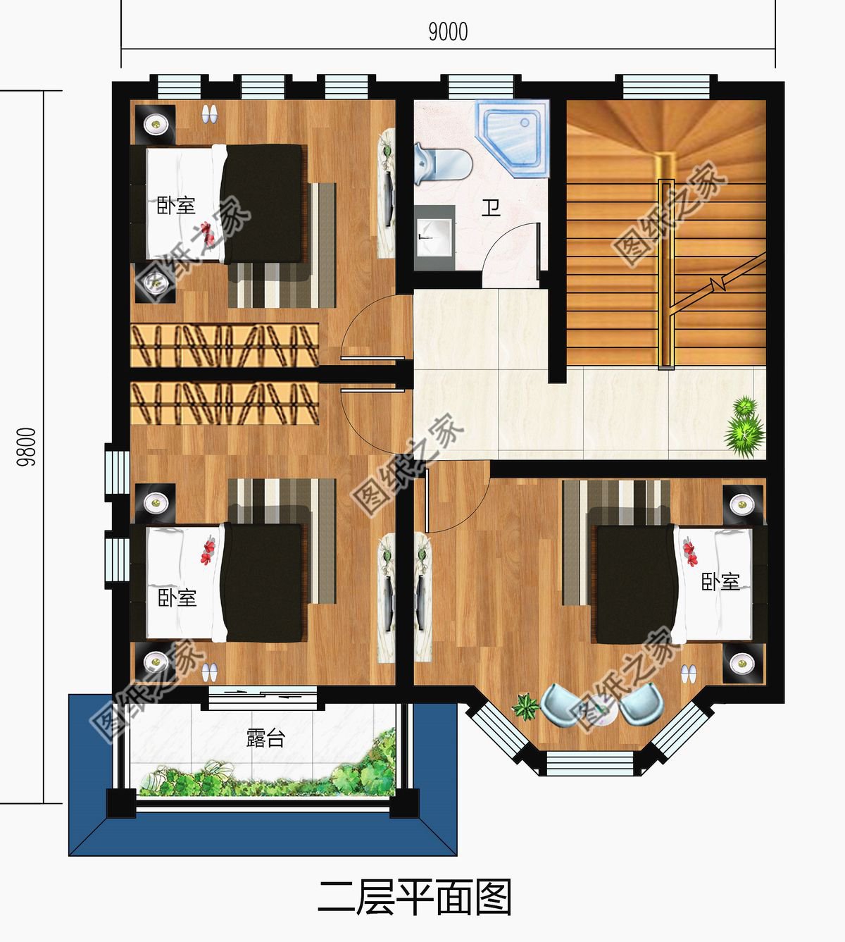 農(nóng)村二層別墅，占地百平米左右，在老家建一棟，同學(xué)看了都羨慕