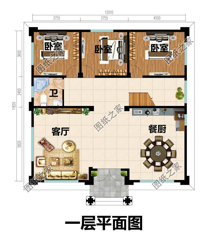 農村三層復式房屋設計施工圖