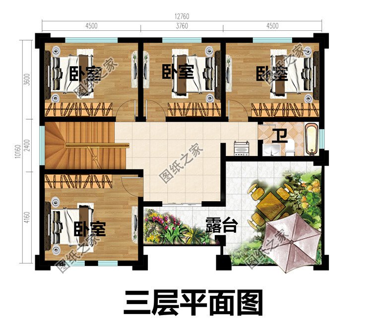 農村歐式三層復式帶露臺別墅