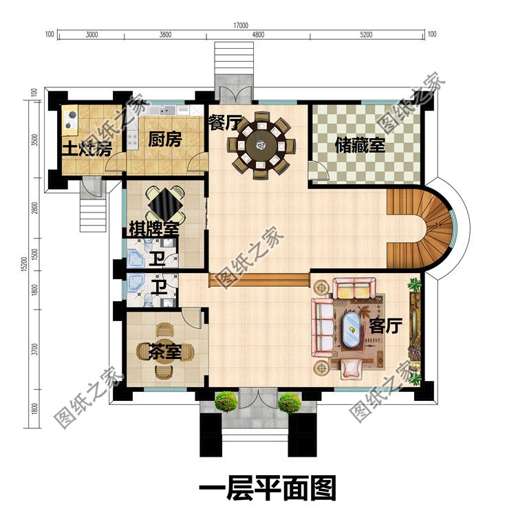 豪華農(nóng)村帶露臺三層樓房別墅設(shè)計圖紙