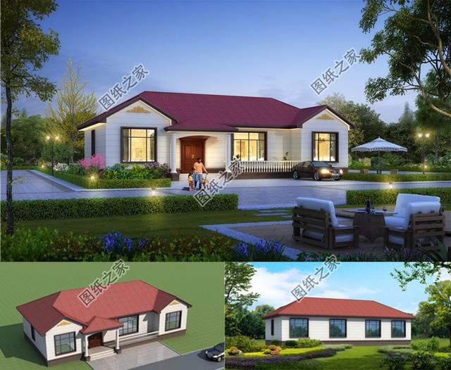 農(nóng)村自建一層房子設計圖，小進深大開間，花小錢辦大事