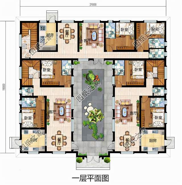 中式雙拼四合院別墅，建一幢鄉墅，圍一所庭院，恩澤與子孫