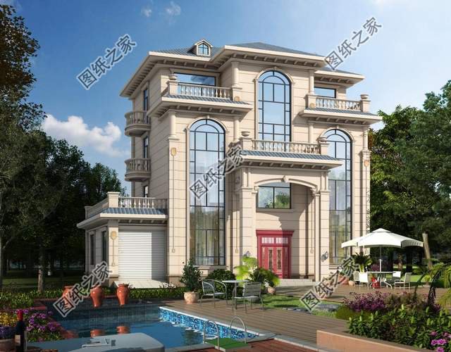 四層別墅設計圖，50萬之內，將農村的家鄉蓋成歐式古典“城堡”