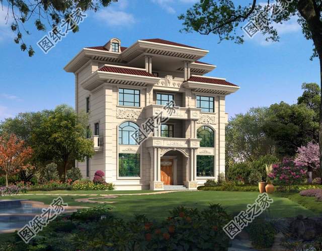 四層別墅設計圖，50萬之內，將農村的家鄉蓋成歐式古典“城堡”