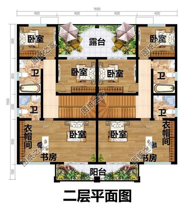 雙拼二層鄉(xiāng)村別墅設計圖，外觀時尚，觀賞價值與實用并存