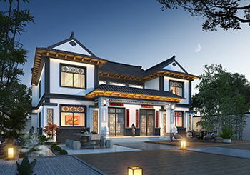 中式兄弟雙拼別墅設計圖紙，類似合院造型，美爆了