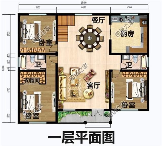 一層帶閣樓設(shè)計圖，精致洋氣，可以人手一座的好房型