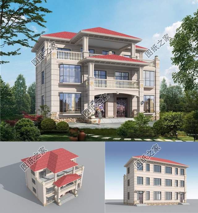 兄弟二層雙拼別墅設(shè)計(jì)圖，大家似園圃，花團(tuán)錦簇