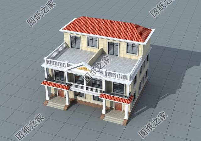 兄弟二層雙拼別墅設(shè)計(jì)圖，大家似園圃，花團(tuán)錦簇