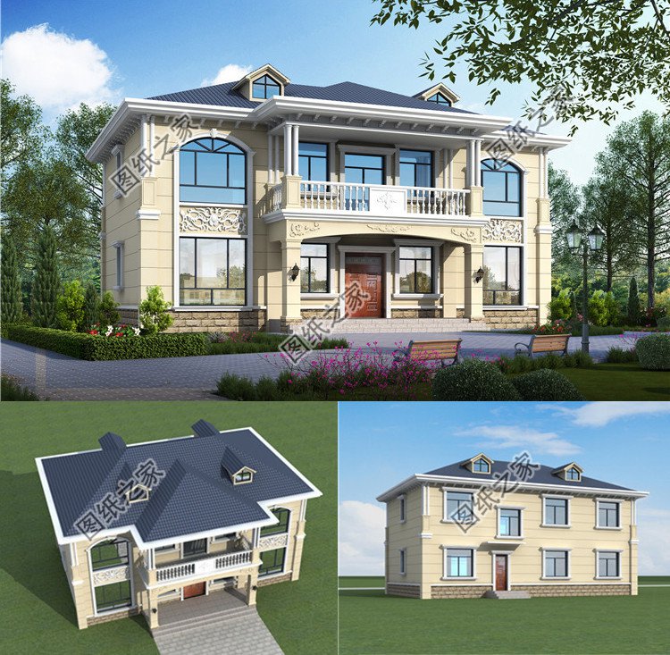 簡約對稱二層自建房設計圖效果圖