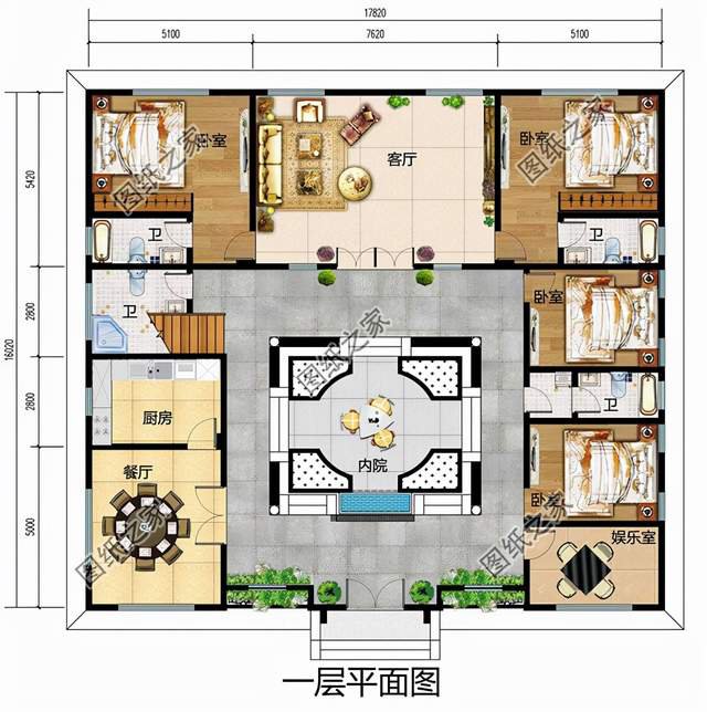 中式合院別墅設計圖，看園中花開花落，感嘆時光如梭