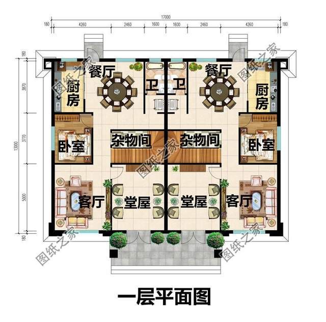 二層雙拼自建房設(shè)計圖紙，溫馨家園，靜謐舒適