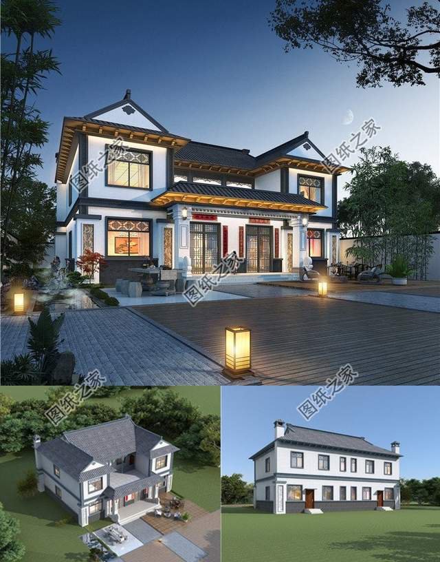 二層雙拼自建房設(shè)計圖紙，溫馨家園，靜謐舒適