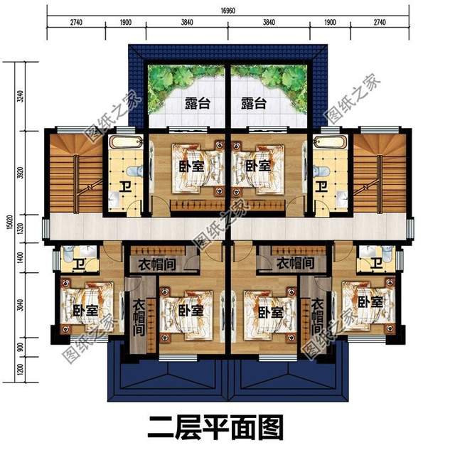 二層雙拼自建房設(shè)計圖紙，溫馨家園，靜謐舒適
