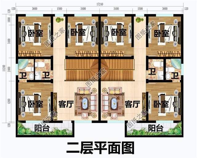 二層雙拼自建房設(shè)計圖紙，溫馨家園，靜謐舒適
